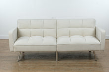 Load image into Gallery viewer, Modern Velvet Futon Sofa Bed – Convertible with Chrome Legs
