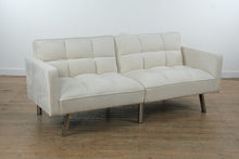 Load image into Gallery viewer, Modern Velvet Futon Sofa Bed – Convertible with Chrome Legs
