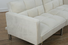 Load image into Gallery viewer, Modern Velvet Futon Sofa Bed – Convertible with Chrome Legs
