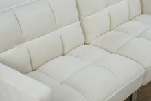 Load image into Gallery viewer, Modern Velvet Futon Sofa Bed – Convertible with Chrome Legs
