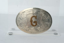 Load image into Gallery viewer, Diablo Sterling “G” Initial Western Belt Buckle – Hand-Engraved Nevada Silver USA
