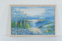 Load image into Gallery viewer, G Nelson Original Oil Painting Coastal Lighthouse Seascape 38 x 26
