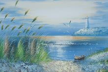 Load image into Gallery viewer, G Nelson Original Oil Painting Coastal Lighthouse Seascape 38 x 26
