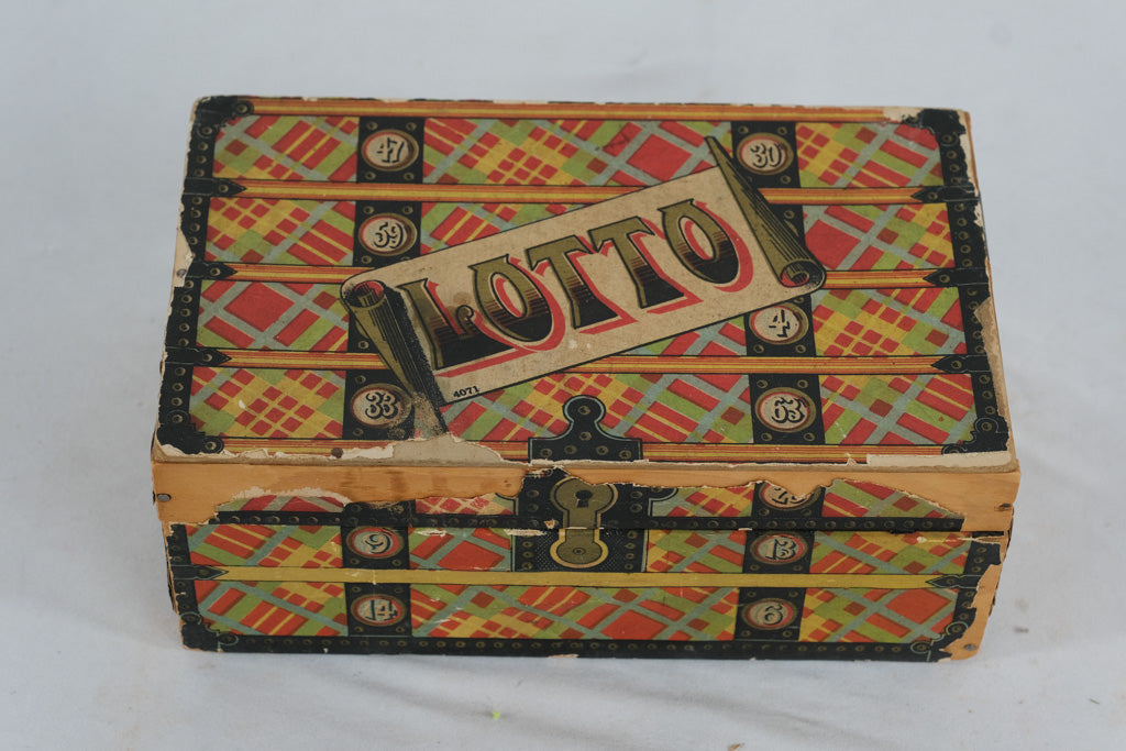 Milton Bradley “Game of Lotto” No. 4071 – Early 1900s Wooden Number Game Set in Decorative Box