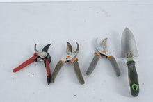 Load image into Gallery viewer, Garden Hand Tool Lot – Corona BP 3350 Pruner, Fiskars Pruners, and Stainless Steel Hand Trowel (4-Piece Set)
