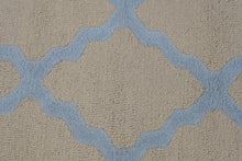Load image into Gallery viewer, nuLOOM Hand Tufted Wool Area Rug Beige Blue Trellis 64 x 42
