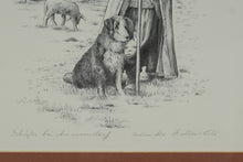 Load image into Gallery viewer, Monika Heller-Cole Signed Print – Schäfer bei Ammendorf (Shepherd at Ammendorf) with Studio Stamp, Framed Artwork 19&quot; x 24&quot;
