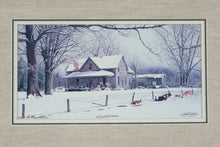 Load image into Gallery viewer, Bob Timberlake Gilleys Cows Personalized Winter Farm Print Framed 22 x 17
