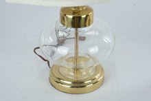Load image into Gallery viewer, Glass Globe Brass Table Lamp 21 Inch with White Shade and Asian Style Finial
