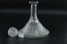 Load image into Gallery viewer, Cut Glass Decanter with Stopper – Diamond Pattern, 11" Tall

