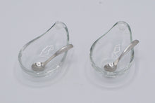 Load image into Gallery viewer, Pair of Handblown Glass Condiment / Sauce Dishes with Silver-Tone Spoons – Free Shipping ✨📦
