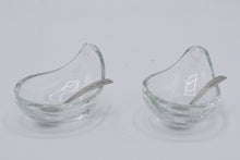 Load image into Gallery viewer, Pair of Handblown Glass Condiment / Sauce Dishes with Silver-Tone Spoons – Free Shipping ✨📦
