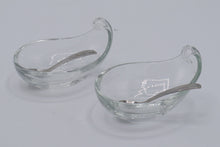 Load image into Gallery viewer, Pair of Handblown Glass Condiment / Sauce Dishes with Silver-Tone Spoons – Free Shipping ✨📦
