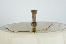 Load image into Gallery viewer, Vintage Hollywood Regency Crystal Style Pressed Glass Brass Table Lamps Pair

