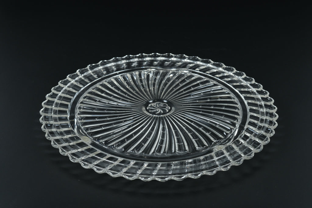 Pressed Crystal Serving Platter with Scalloped Edge – 11.5”