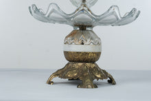 Load image into Gallery viewer, Vintage Hollywood Regency Scales of Justice Brass Tone Crystal Glass Centerpiece
