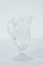 Load image into Gallery viewer, Vintage Pressed Glass Cream Pitcher Floral Pedestal Creamer
