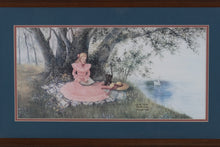 Load image into Gallery viewer, Framed Glynda Turley Limited Edition Print – Victorian Lady Reading by Lake with Swan
