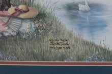 Load image into Gallery viewer, Framed Glynda Turley Limited Edition Print – Victorian Lady Reading by Lake with Swan
