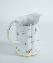 Load image into Gallery viewer, I. Godinger &amp; Co. Primavera Porcelain Pitcher – Butterfly &amp; Floral Design – Gold Trim – 8" Tall
