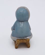 Load image into Gallery viewer, Goebel W. Germany Porcelain Figurine – Child in Blue Parka on Wooden Sled, Winter Scene
