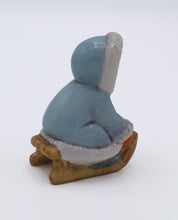 Load image into Gallery viewer, Goebel W. Germany Porcelain Figurine – Child in Blue Parka on Wooden Sled, Winter Scene
