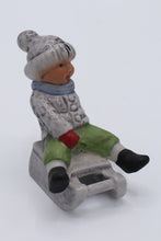 Load image into Gallery viewer, Goebel Porcelain Figurine – Child on Sled Winter Scene #13904-07, Hand-Painted Germany
