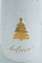 Load image into Gallery viewer, Mud Pie “Gold Believe” Christmas Pitcher – Holiday Ceramic Serveware
