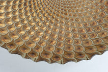 Load image into Gallery viewer, Large 20 Inch Gold Peacock Feather Embossed Metal Decorative Bowl
