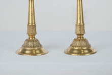 Load image into Gallery viewer, Pair of Brass Autumn Basket Candle Holders
