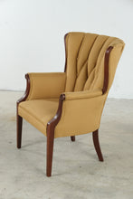 Load image into Gallery viewer, Traditional Mahogany Wingback Accent Chair with Tufted Upholstered Back - ONLINE ONLY
