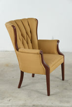 Load image into Gallery viewer, Traditional Mahogany Wingback Accent Chair with Tufted Upholstered Back - ONLINE ONLY
