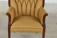 Load image into Gallery viewer, Traditional Mahogany Wingback Accent Chair with Tufted Upholstered Back - ONLINE ONLY
