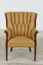 Load image into Gallery viewer, Traditional Mahogany Wingback Accent Chair with Tufted Upholstered Back - ONLINE ONLY
