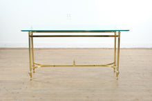 Load image into Gallery viewer, Hollywood Regency Brass and Glass Console Table Narrow Entry Table
