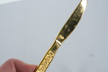 Load image into Gallery viewer, Vintage Gold Tone Stainless Steel Flatware Set Floral Embossed Korea 1980s
