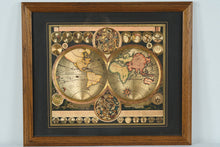 Load image into Gallery viewer, Double Hemisphere Celestial Terrestrial World Map Print Framed

