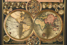 Load image into Gallery viewer, Double Hemisphere Celestial Terrestrial World Map Print Framed
