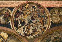 Load image into Gallery viewer, Double Hemisphere Celestial Terrestrial World Map Print Framed
