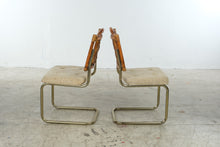 Load image into Gallery viewer, Set of 4 Vintage 1970s Rattan and Brass Cantilever Dining Chairs | Palm Beach Regency
