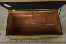 Load image into Gallery viewer, Brass Clad Cedar Lined Storage Bench with Upholstered Top
