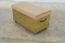 Load image into Gallery viewer, Brass Clad Cedar Lined Storage Bench with Upholstered Top
