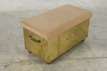 Load image into Gallery viewer, Brass Clad Cedar Lined Storage Bench with Upholstered Top
