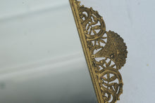 Load image into Gallery viewer, Vintage Gold Tone Vanity Tray Mirror Filigree Handles Hollywood Regency 145 x 8
