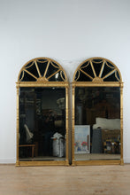 Load image into Gallery viewer, Pair of Decorative Arts Inc Gilt Arched Windowpane Wall Mirrors

