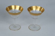 Load image into Gallery viewer, Tiffin Franciscan Vintage Gold Encrusted Crystal Stemware Set of 9 1930s 1950s
