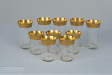 Load image into Gallery viewer, Vintage Tiffin Franciscan Style Gold Encrusted Glass Tumblers Set of 10
