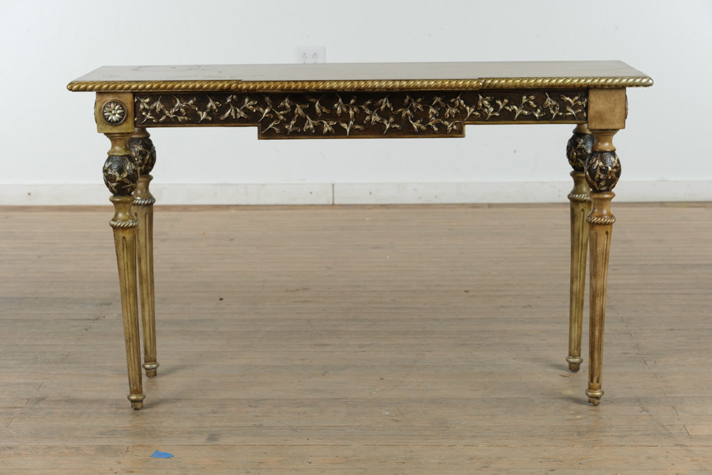 Regency-Inspired Carved Console Table with Gold Accents