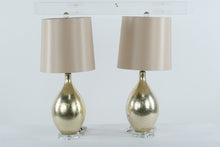 Load image into Gallery viewer, Pair of Golden Crackle Glass Table Lamps with Shades – 30” Tall
