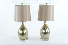 Load image into Gallery viewer, Pair of Golden Crackle Glass Table Lamps with Shades – 30” Tall
